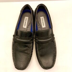 Steve Madden Gander Driving Moccasins Shoes Black Leather Mens 11‎ EUC